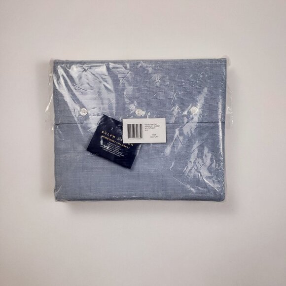 Ralph Lauren Home Workshirt Chambray Queen Flat Sheet Blue 100% Cotton 108 x 96 - Picture 16 of 16